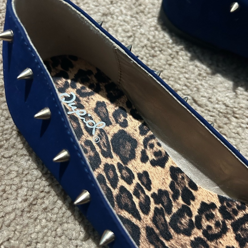 Royal Blue and Gold Studded Flats - Picture 3 of 7